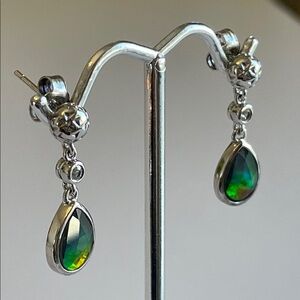 Ammolite Teardrop Dangle Earrings